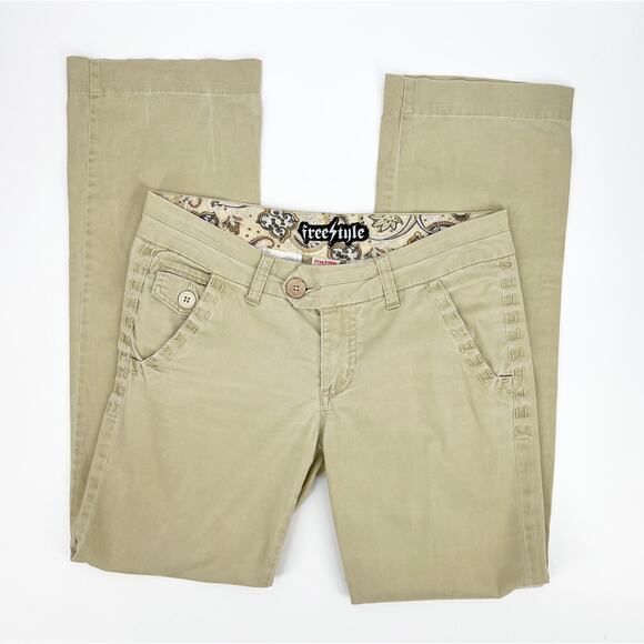 Vintage Freestyle Flare Khaki Skater Pants Size 11 - Picture 1 of 8
